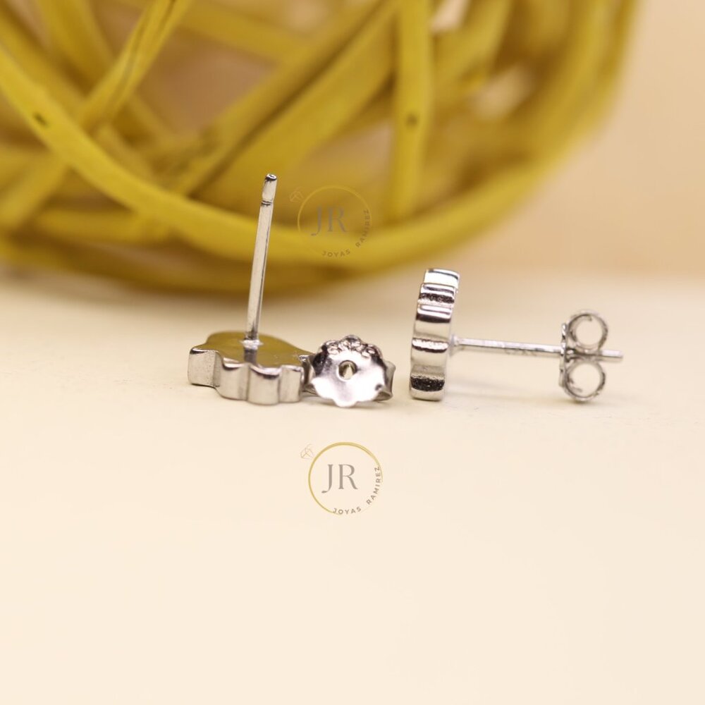 925 Sterling Silver CZ Hamsa Hand of Fatima • Good Luck & Protection Studs. - Picture 4 of 7